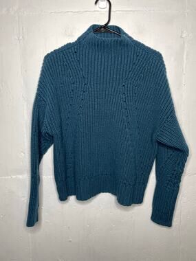 GREY by Jason Wu 100% Wool THICK Teal Blue Sweater Size Small Chunky Kint